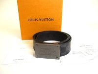 LOUIS VUITTON Damier Graphite Infini Inventure Buckle Belt Size M #a877
