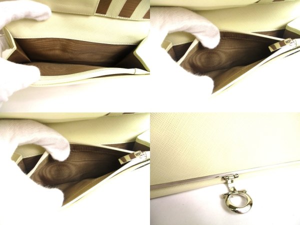 Photo9: Salvatore Ferragamo Gancini Pearl White Leather Flap Long Wallet #a891