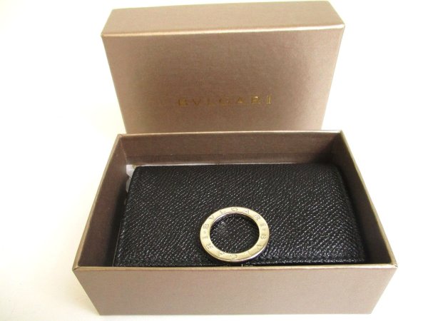 Photo12: BVLGARI Black Leather Logo Clip Coin Purse #a895