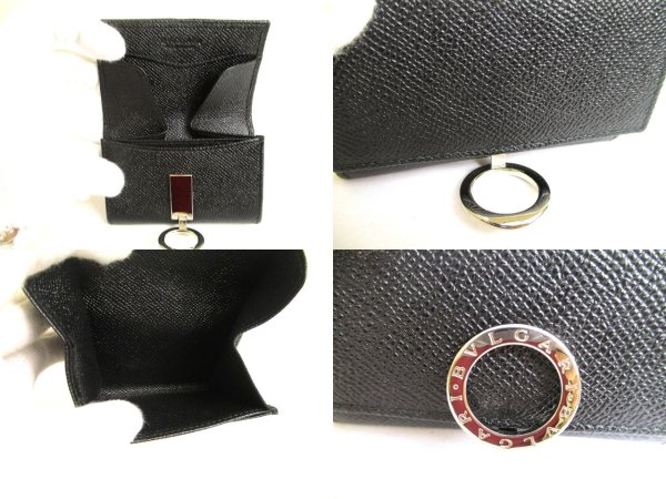 Photo8: BVLGARI Black Leather Logo Clip Coin Purse #a895