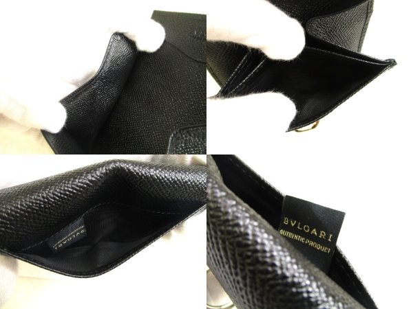 Photo9: BVLGARI Black Leather Logo Clip Coin Purse #a895