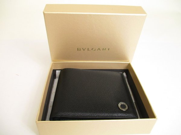 Photo12: BVLGARI Black Emerald Green Leather Bifold Wallet Compact Wallet #a896