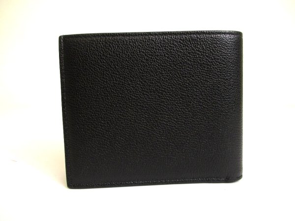 Photo2: BVLGARI Black Emerald Green Leather Bifold Wallet Compact Wallet #a896
