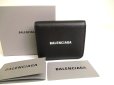 Photo1: BALENCIAGA Black Leather Bifold Wallet Compact Wallet #a898 (1)
