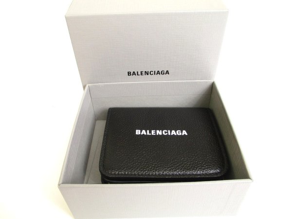 Photo12: BALENCIAGA Black Leather Bifold Wallet Compact Wallet #a898