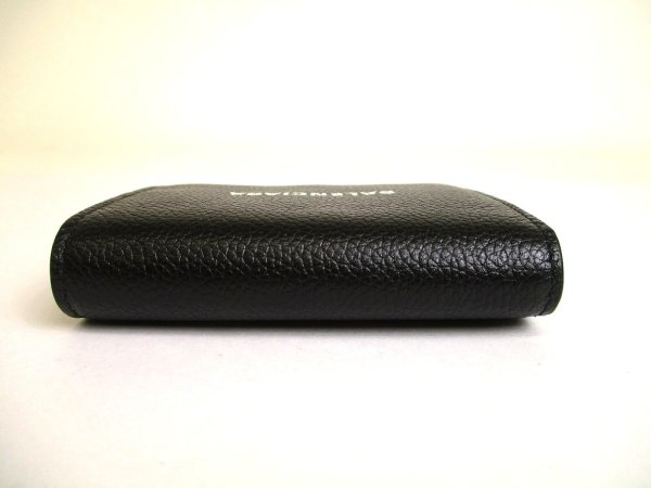 Photo6: BALENCIAGA Black Leather Bifold Wallet Compact Wallet #a898