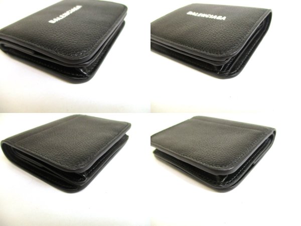 Photo7: BALENCIAGA Black Leather Bifold Wallet Compact Wallet #a898