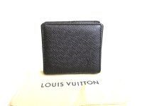 LOUIS VUITTON Taiga Ardoise Leather Coin Purse Porto Monnaie Boite #a900