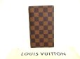 Photo1: LOUIS VUITTON Damier Brown Leather Card Holder Notebook Cover #a903 (1)