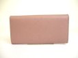 Photo2: Salvatore Ferragamo Gancini Pink Beige Leather Flap Long Wallet #a906 (2)