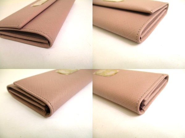 Photo7: Salvatore Ferragamo Gancini Pink Beige Leather Flap Long Wallet #a906