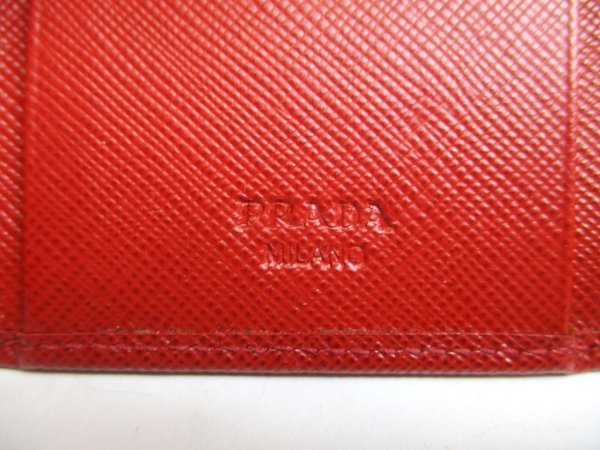 Photo10: PRADA Red Saffiano Metal Leather 6 Pics Key Chain #a909