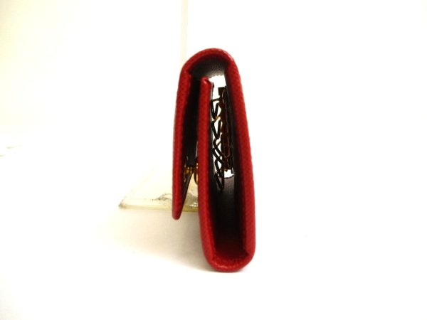 Photo3: PRADA Red Saffiano Metal Leather 6 Pics Key Chain #a909