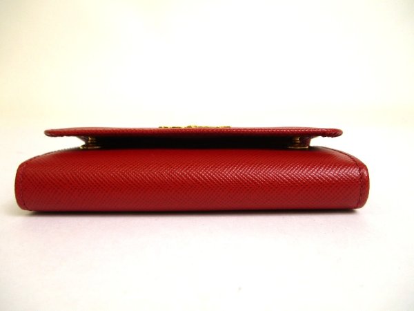 Photo5: PRADA Red Saffiano Metal Leather 6 Pics Key Chain #a909