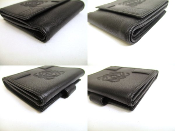 Photo7: LOEWE Anagram Black Leather Bifold Wallet Compact Wallet #a910
