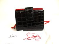 Christian Louboutin Loubi54 Black Red Leather Bifold Wallet #a911