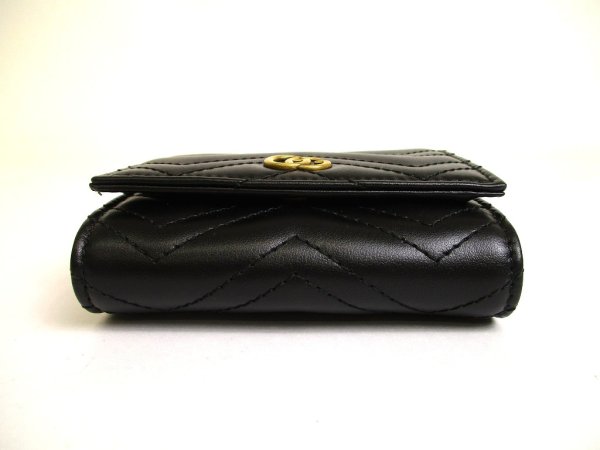 Photo5: GUCCI GG Marmont Black Leather Bifold Wallet Compact Wallet #a913