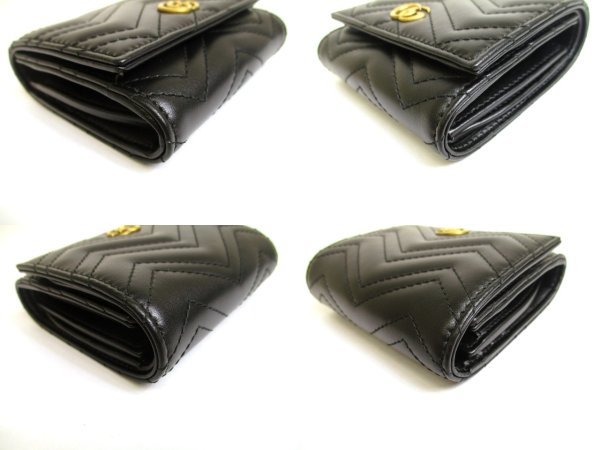 Photo7: GUCCI GG Marmont Black Leather Bifold Wallet Compact Wallet #a913