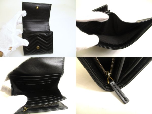 Photo8: GUCCI GG Marmont Black Leather Bifold Wallet Compact Wallet #a913