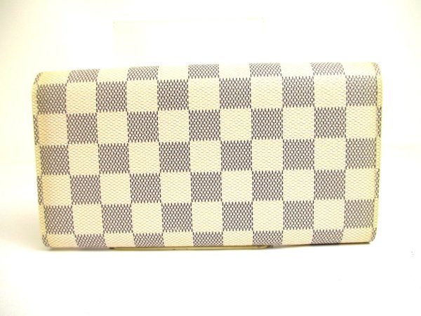 Photo2: LOUIS VUITTON Damier Azur White Leather Flap Wallet Purse Sarah #a914