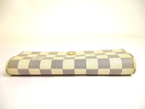 Photo6: LOUIS VUITTON Damier Azur White Leather Flap Wallet Purse Sarah #a914