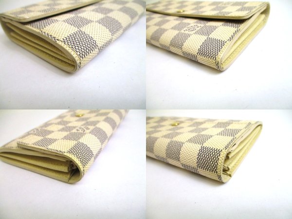 Photo7: LOUIS VUITTON Damier Azur White Leather Flap Wallet Purse Sarah #a914