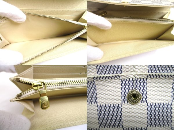 Photo9: LOUIS VUITTON Damier Azur White Leather Flap Wallet Purse Sarah #a914