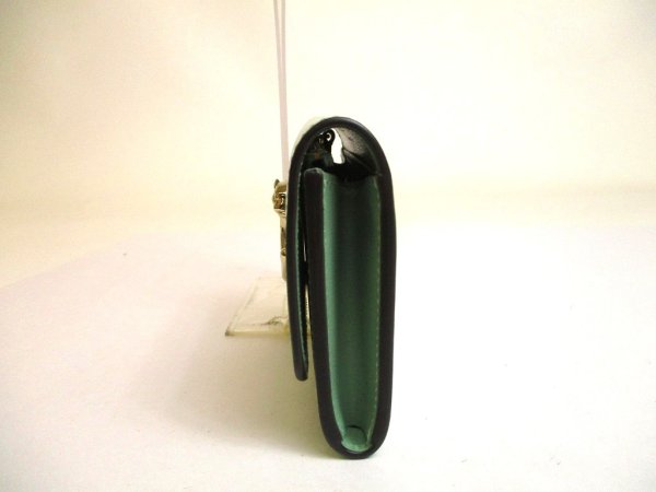 Photo3: Cartier Panthere de Cartier Mint Green Leather Gold H/W Mini Wallet #a915