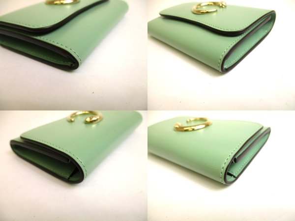 Photo7: Cartier Panthere de Cartier Mint Green Leather Gold H/W Mini Wallet #a915
