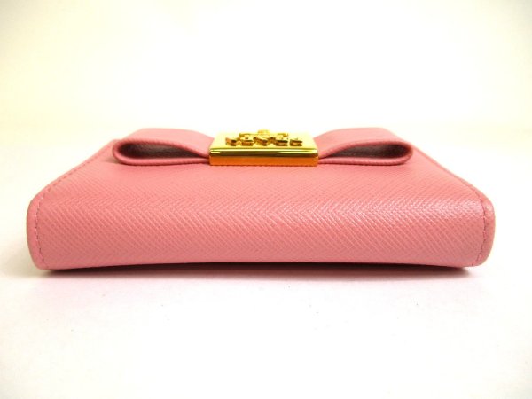 Photo6: PRADA Pink Saffiano Ribbon Leather Card Case Card Holder #a916