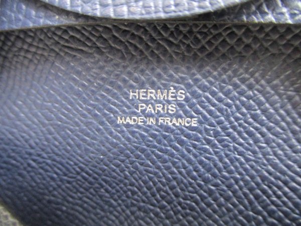 Photo10: HERMES Blue nuit Veau Epson Leather Coin Purse Bastia #a919