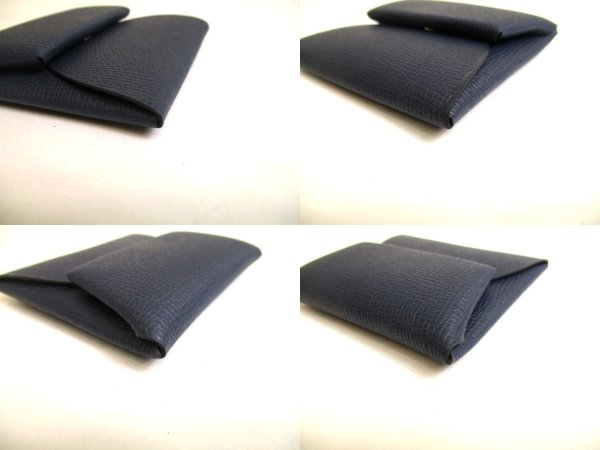 Photo7: HERMES Blue nuit Veau Epson Leather Coin Purse Bastia #a919