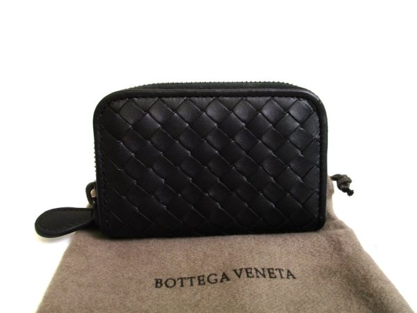 Photo1: BOTTEGA VENETA Intrecciato Black Leather Zipped Card Case Coin Purse #a920