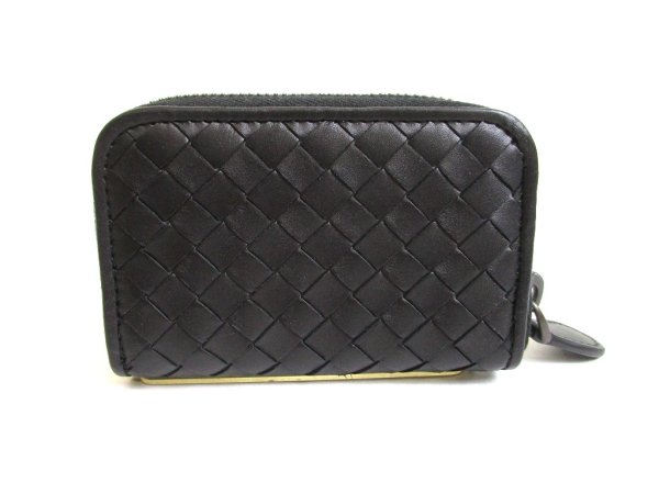 Photo2: BOTTEGA VENETA Intrecciato Black Leather Zipped Card Case Coin Purse #a920