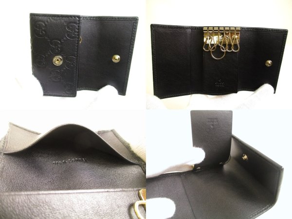 Photo8: GUCCI Guccissima Black Leather 6 Pics Key Chain #a921