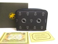 HUNTING WORLD Black Canvas and Navy Leather Bifold Wallet #a922