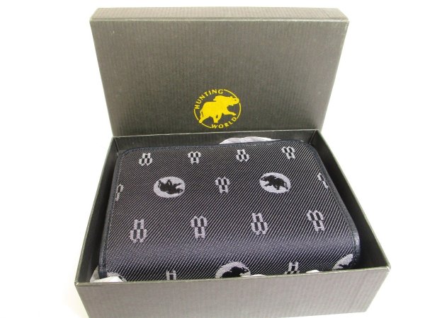 Photo12: HUNTING WORLD Black Canvas and Navy Leather Bifold Wallet #a922