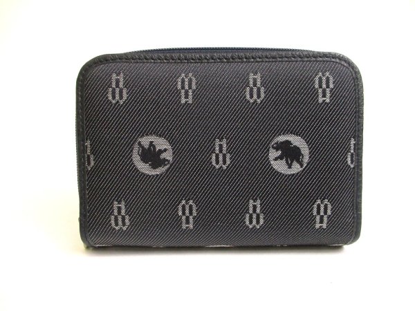 Photo2: HUNTING WORLD Black Canvas and Navy Leather Bifold Wallet #a922