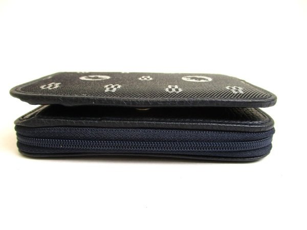 Photo6: HUNTING WORLD Black Canvas and Navy Leather Bifold Wallet #a922