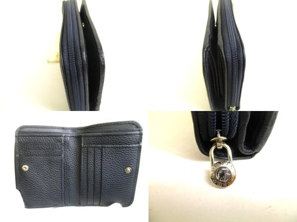 Photo8: HUNTING WORLD Black Canvas and Navy Leather Bifold Wallet #a922