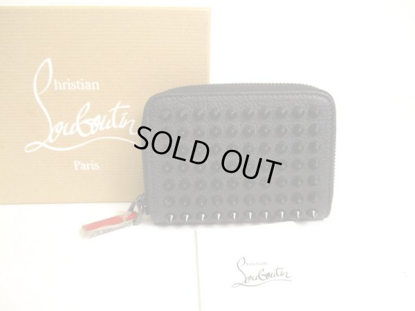 Photo1: Christian Louboutin Panettone Black Leather Round Zip Coin Purse #a923