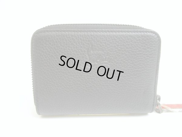 Photo2: Christian Louboutin Panettone Black Leather Round Zip Coin Purse #a923