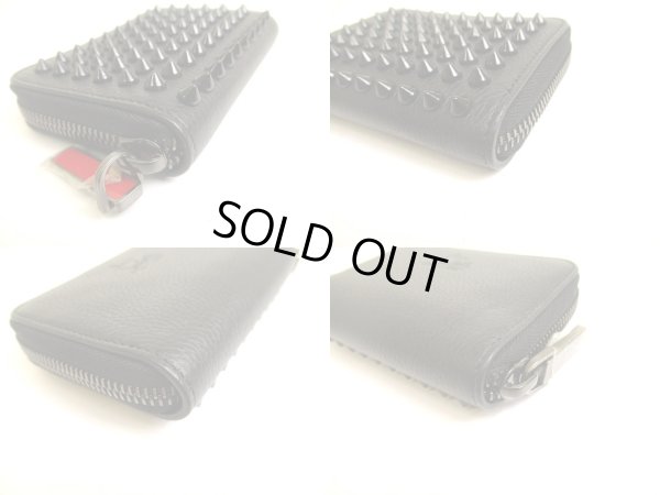 Photo7: Christian Louboutin Panettone Black Leather Round Zip Coin Purse #a923