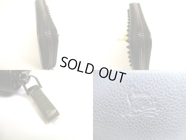 Photo8: Christian Louboutin Panettone Black Leather Round Zip Coin Purse #a923