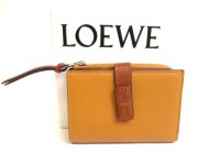 LOEWE Light Camel Pecan Color Leather Bifold Wallet Compact Wallet #a931
