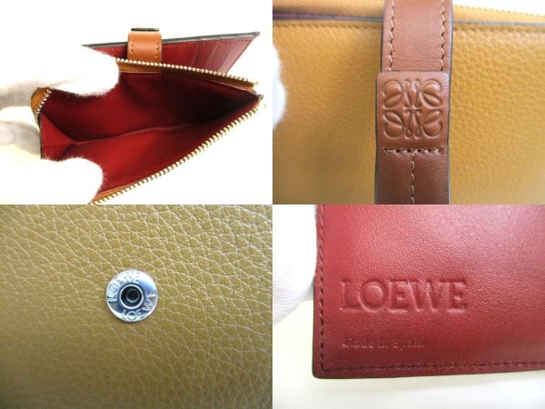 Photo10: LOEWE Light Camel Pecan Color Leather Bifold Wallet Compact Wallet #a931