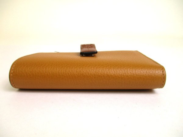 Photo5: LOEWE Light Camel Pecan Color Leather Bifold Wallet Compact Wallet #a931