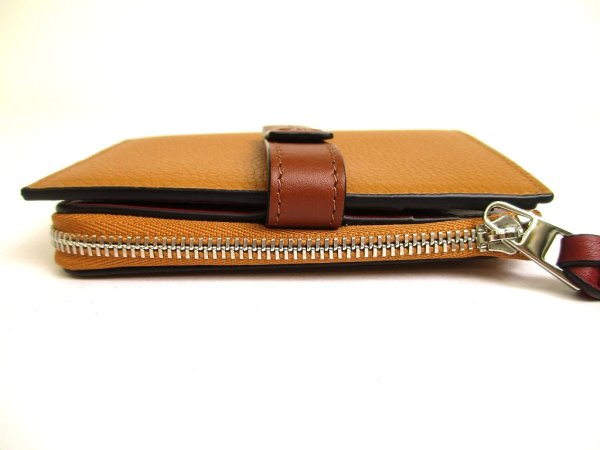 Photo6: LOEWE Light Camel Pecan Color Leather Bifold Wallet Compact Wallet #a931