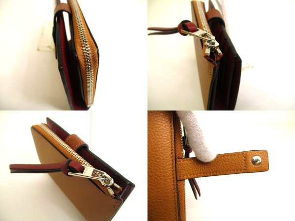 Photo8: LOEWE Light Camel Pecan Color Leather Bifold Wallet Compact Wallet #a931