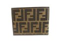 Photo2: FENDI Zucca Khaki Canvas Brown Leather Bifold Wallet Compact Wallet #a934 (2)